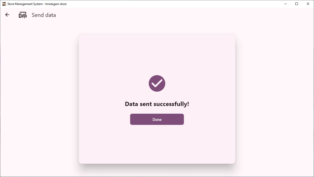 Once the data is successfully transferred the app will show data sent successfully message