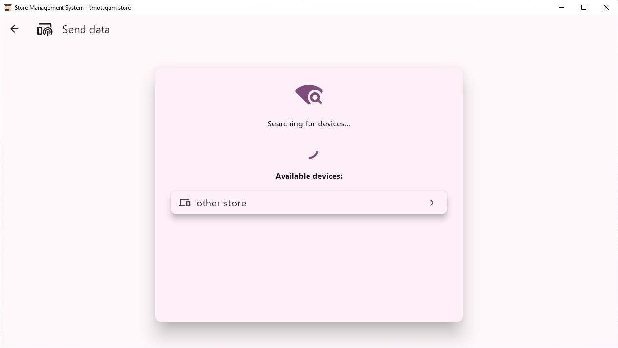 Send Data page found a device while searching in the network the name is other store